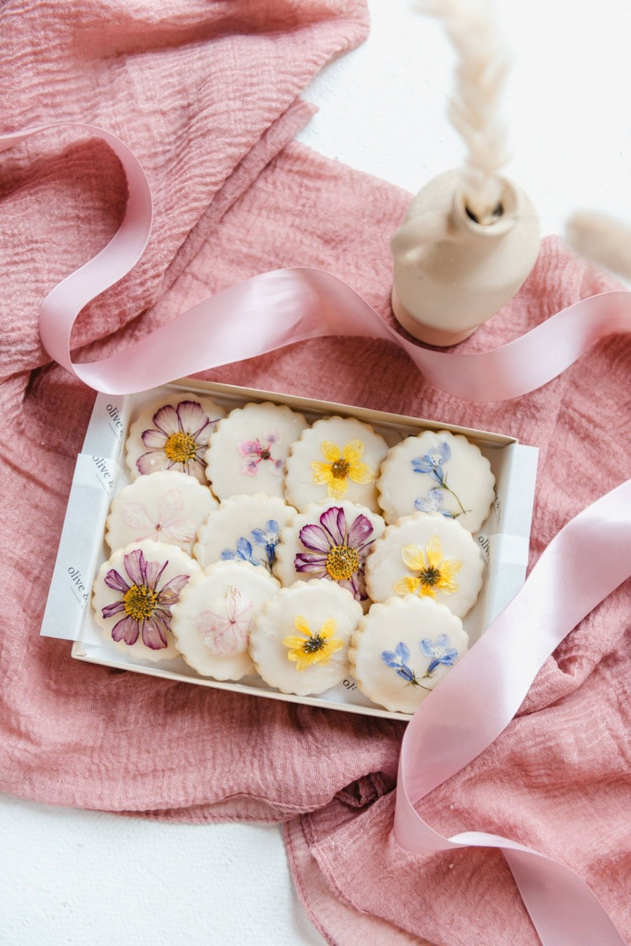 Floral Shortbread Cookies - Olive & Fig Dessert Delivery Gifting
